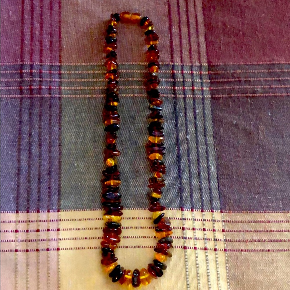 Amber necklace from multicoloured beads